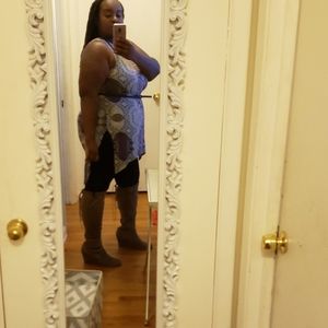 Torrid size 12 suede string up thigh high boots